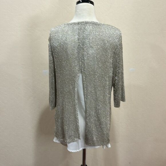 NEW!  Chico's Ainsley Metallic Gold Pullover Sweater - Size 3 / XL - $99 - Picture 6 of 15